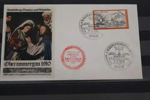 Deutschland 1970; FDC Fremdenverkehr (II): Oberammergau; MiNr. 622; mit Nebenstempel, sehr selten