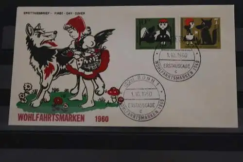 Deutschland 1960; Wohlfahrtsmarken: Gebr. Grimm; FDC MiNr. 340-43