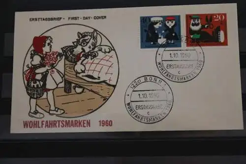 Deutschland 1960; Wohlfahrtsmarken: Gebr. Grimm; FDC MiNr. 340-43