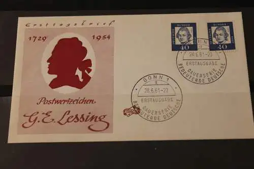 Deutschland 1961; Freimarken:  Bedeutende Deutsche FDC MiNr. 355 x und 355 y