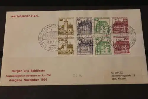 Deutschland 1980; Freimarken:  Burgen und Schlösser: FDC H-Bl.-MiNr. 28