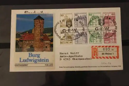 Deutschland 1980; Freimarken:  Burgen und Schlösser: FDC H-Bl.-MiNr. 28; alte Fl.