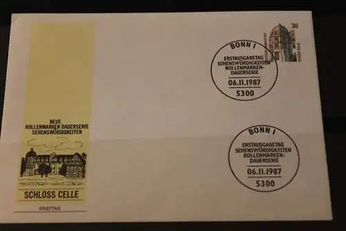 Deutschland 1987; Freimarken:  Sehenswürdigkeiten: FDC Ganzsache: Schloß Celle 30 Pf; MiNr. 1339