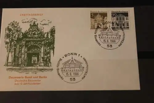 Deutschland 1966; Freimarken:  Deutsche Bauwerke: FDC; Stettin, Königsberg; MiNr. 489; 499