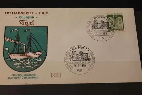 Deutschland 1969; Freimarken:  Deutsche Bauwerke: FDC; Schloss Tegel; MiNr. 502