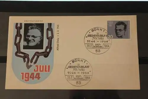 Deutschland 1964; 20. Jahrestag Widerstand; Hitler - Attentat, FDC; MiNr. 431-438