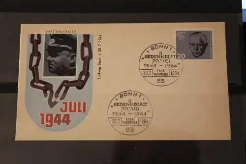 Deutschland 1964; 20. Jahrestag Widerstand; Hitler - Attentat, FDC; MiNr. 431-438