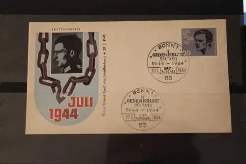 Deutschland 1964; 20. Jahrestag Widerstand; Hitler - Attentat, FDC; MiNr. 431-438