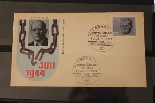 Deutschland 1964; 20. Jahrestag Widerstand; Hitler - Attentat, FDC; MiNr. 431-438