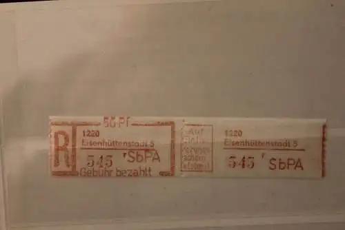 DDR 1983 SbPA - Einschreibe-Gebührenzettel  1220 Eisenhüttenstadt 5; r; 545  **Z