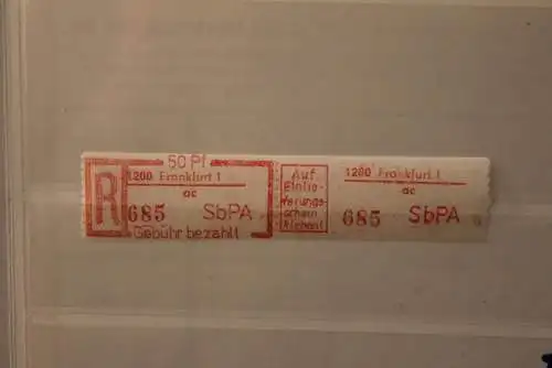 DDR 1983 SbPA - Einschreibe-Gebührenzettel  1200 Frankfurt 1; ac; 685  **Z