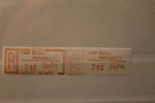 DDR 1983 SbPA - Einschreibe-Gebührenzettel  1147 Berlin-Mahlsdorf 1; 742  **Z