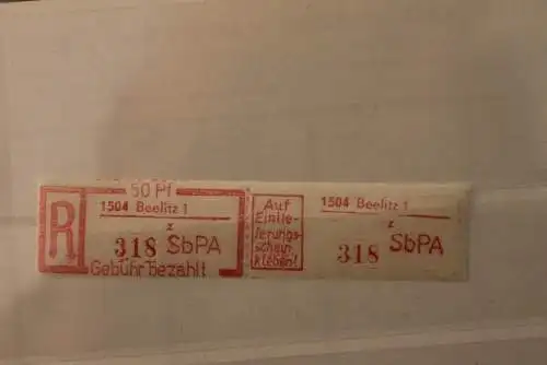 DDR 1983 SbPA - Einschreibe-Gebührenzettel  1504 Beelitz 1; z; 318  **Z