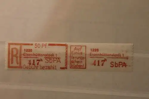 DDR 1983 SbPA - Einschreibe-Gebührenzettel  1220 Eisenhüttenstadt 1; h; 417  **Z