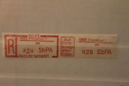 DDR 1983 SbPA - Einschreibe-Gebührenzettel  1200 Frankfurt 1; ah; 926  **Z