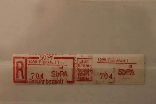 DDR 1983 SbPA - Einschreibe-Gebührenzettel  1200 Frankfurt 1; af; 704  **Z