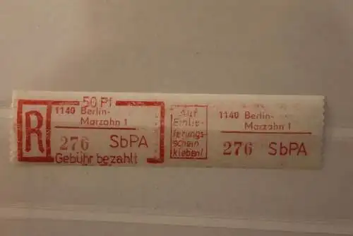 DDR 1983 SbPA - Einschreibe-Gebührenzettel  1140 Berlin-Marzahn 1; 276  **Z