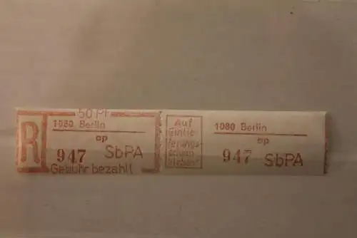 DDR 1983 SbPA - Einschreibe-Gebührenzettel  1060 Berlin ap; 947  **Z