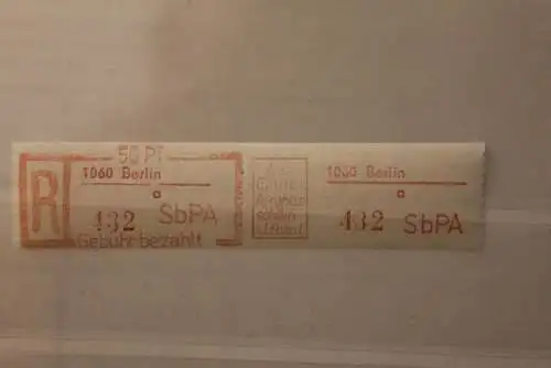 DDR 1983 SbPA - Einschreibe-Gebührenzettel  1060 Berlin a; 432  **Z