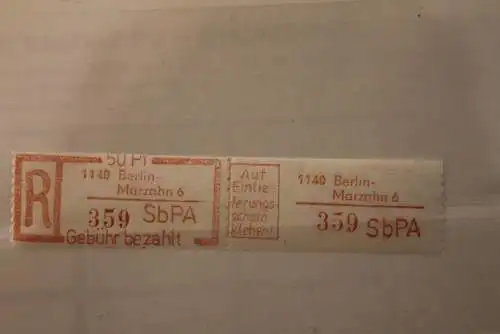 DDR 1983 SbPA - Einschreibe-Gebührenzettel  1143 Berlin-Marzahn 6; 359  **Z