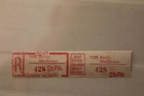 DDR 1983 SbPA - Einschreibe-Gebührenzettel  1120 Berlin-Weißensee; 428  **Z