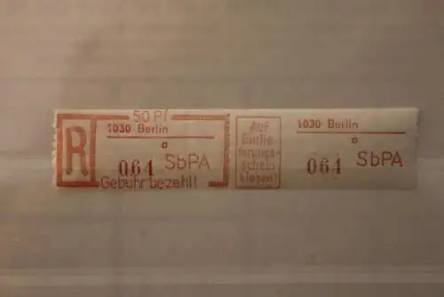 DDR 1983 SbPA - Einschreibe-Gebührenzettel  1030 Berlin; a; 064  **Z