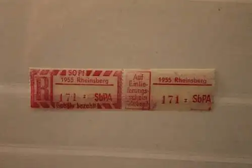 DDR 1968 SbPA - Einschreibe-Gebührenzettel  1955 Rheinsberg; 171 z; II **Z