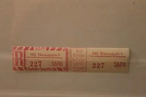 DDR 1968 SbPA - Einschreibe-Gebührenzettel  195 Neuruppin 1; 227; II **Z