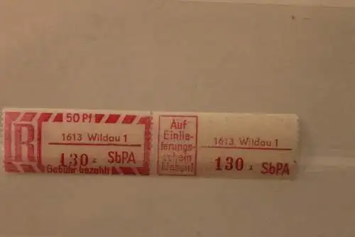 DDR 1968 SbPA - Einschreibe-Gebührenzettel  1613 Wildau 1; 130 z II **Z