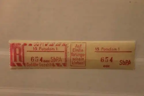 DDR 1968 SbPA - Einschreibe-Gebührenzettel  15 Potsdam 1; 654 aaz II **Z