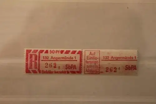 DDR 1968 SbPA - Einschreibe-Gebührenzettel  132 Angermünde 1; 262 f II **Z