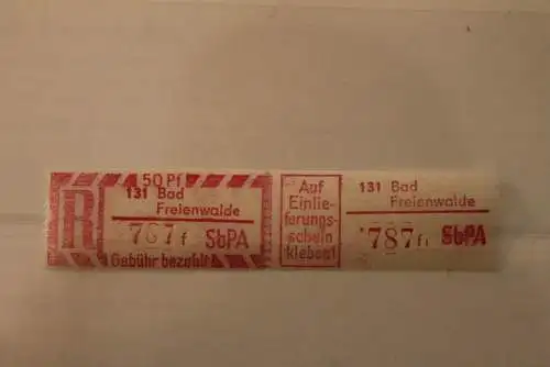 DDR 1968 SbPA - Einschreibe-Gebührenzettel  131 Bad Freienwalde; 787 f I **Z