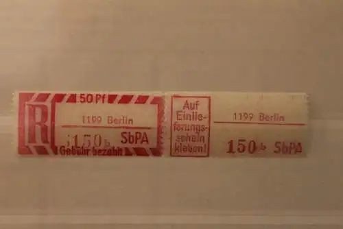 DDR 1968 SbPA - Einschreibe-Gebührenzettel  1199 Berlin; 150 b  I **Z