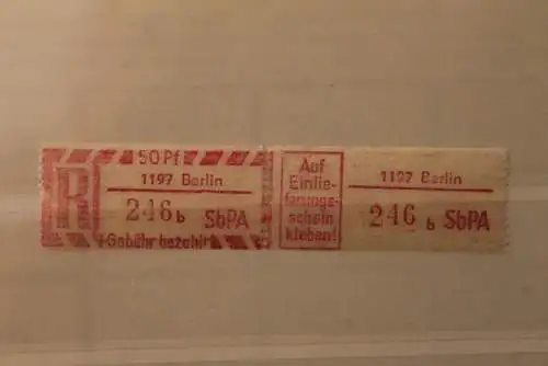 DDR 1968 SbPA - Einschreibe-Gebührenzettel  1197 Berlin; 246 b  I **Z