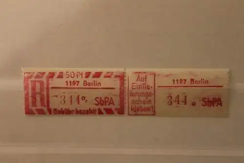 DDR 1968 SbPA - Einschreibe-Gebührenzettel  1197 Berlin; 344 a  I **Z