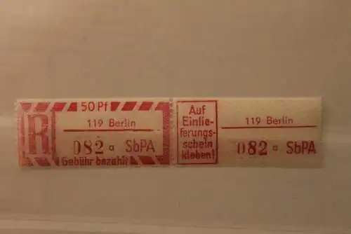 DDR 1968 SbPA - Einschreibe-Gebührenzettel  119 Berlin; 082 a  II **Z