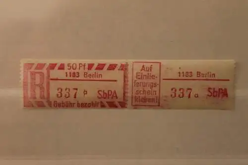 DDR 1968 SbPA - Einschreibe-Gebührenzettel  1183 Berlin; 337 a I **Z