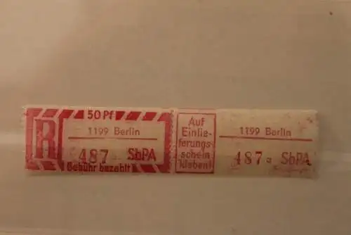 DDR 1968 SbPA - Einschreibe-Gebührenzettel  1199 Berlin; 487 a II **Z