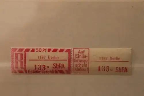 DDR 1968 SbPA - Einschreibe-Gebührenzettel  1197 Berlin; 133 a II **Z