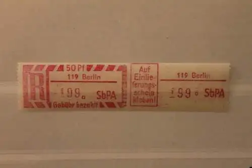 DDR 1968 SbPA - Einschreibe-Gebührenzettel  119 Berlin; 199 a  II **Z