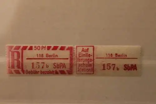 DDR 1968 SbPA - Einschreibe-Gebührenzettel  118 Berlin; 157 b  II **Z