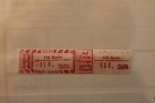 DDR 1968 SbPA - Einschreibe-Gebührenzettel  118 Berlin; 414 a  I **Z