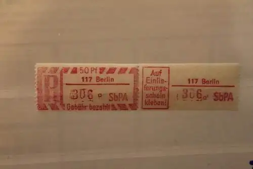 DDR 1968 SbPA - Einschreibe-Gebührenzettel  117 Berlin; 306 a I **Z