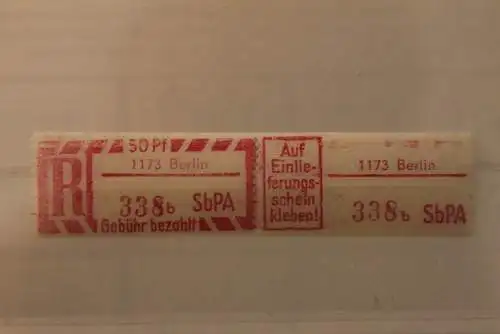 DDR 1968 SbPA - Einschreibe-Gebührenzettel  1173 Berlin; 338 b II **Z