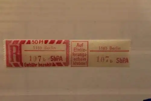 DDR 1968 SbPA - Einschreibe-Gebührenzettel  1165 Berlin; 107 b II **Z