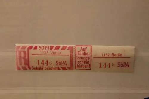 DDR 1968 SbPA - Einschreibe-Gebührenzettel  1157 Berlin, 144 b II **Z