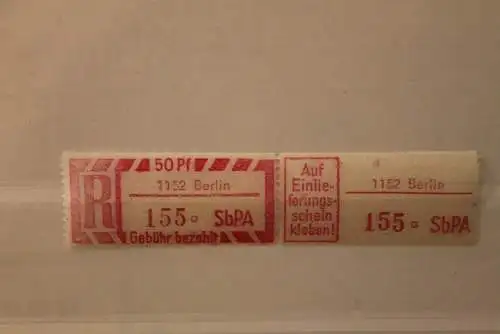 DDR 1968 SbPA - Einschreibe-Gebührenzettel  1152 Berlin, 155 a II **Z