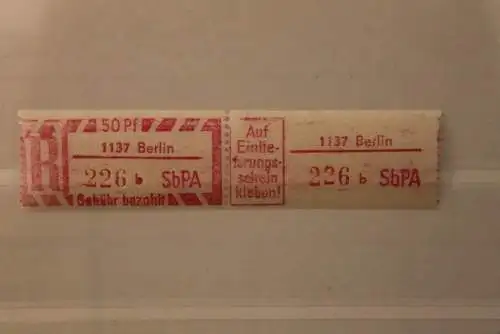 DDR 1968 SbPA - Einschreibe-Gebührenzettel  1137 Berlin, 226 b I **Z