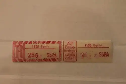 DDR 1968 SbPA - Einschreibe-Gebührenzettel  1135 Berlin, 256 b I **Z