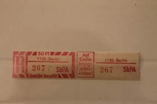 DDR 1968 SbPA - Einschreibe-Gebührenzettel  1135 Berlin, 267 II **Z